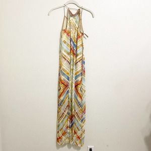 anthropologie bl^nk london multicolored halter beaded maxi dress size xs